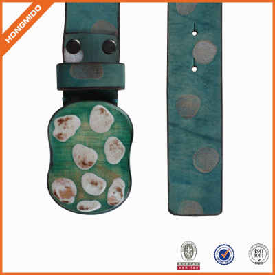 Competitive Women Wide Waist Leather Belt With Belt Buckle Wooden