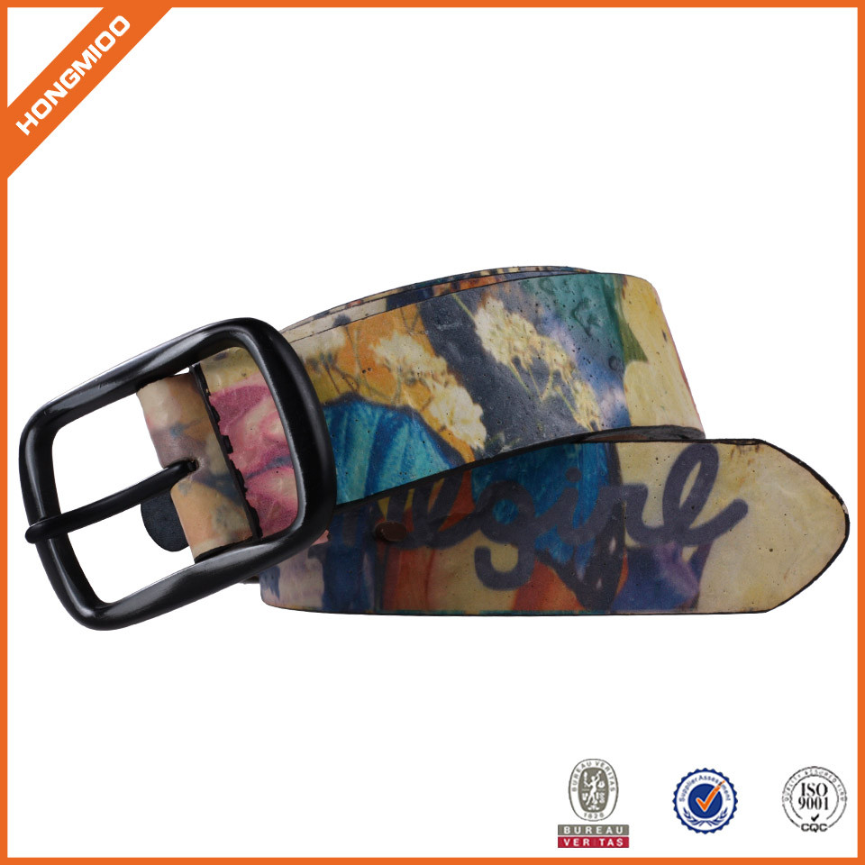 Printing Folowers Belt With Pin Buckle Pu Leather Strap... detail