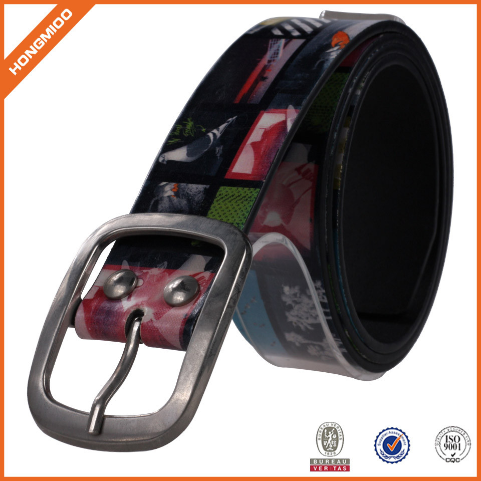 Men Casual Printing Buckle Belt PU Leather Waistband Vi...
