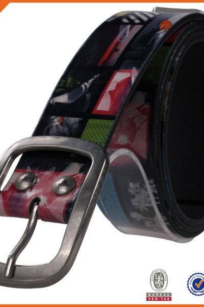 Men Casual Printing Buckle Belt PU Leather Waistband Vintage Classic Belts