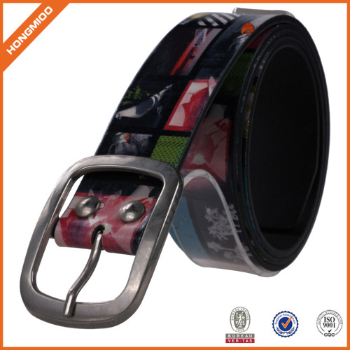 Men Casual Printing Buckle Belt PU Leather Waistband Vintage Classic Belts