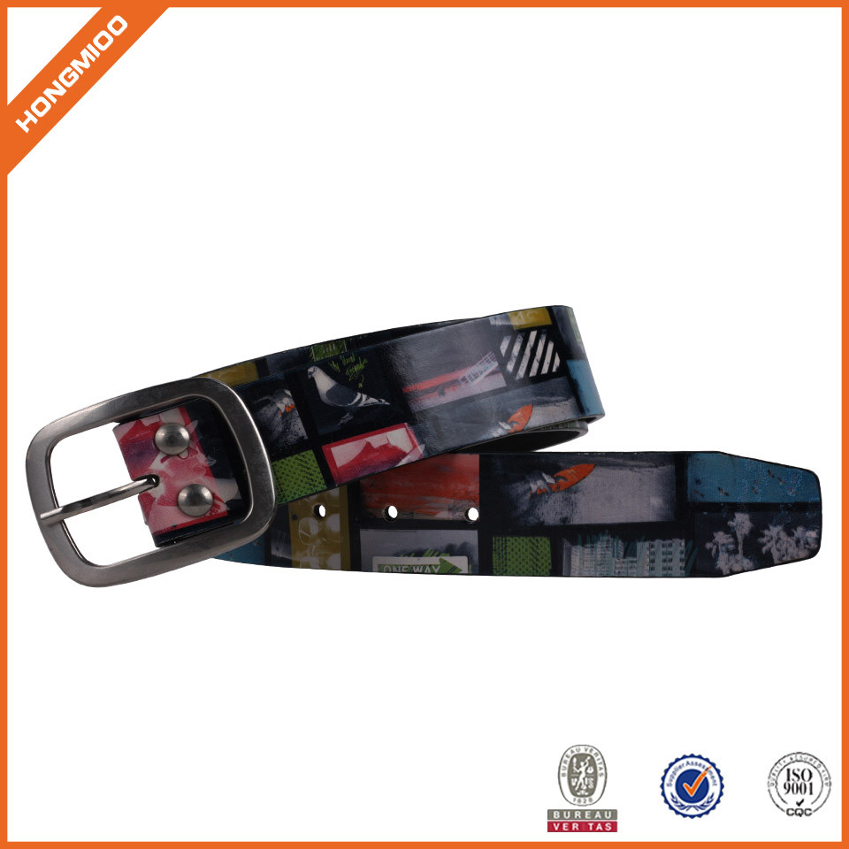 Men Casual Printing Buckle Belt PU Leather Waistband Vi... detail