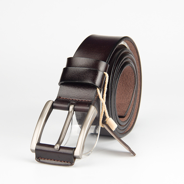 Brown Leather belt With Pon Buckle Vegetable Leather Be...