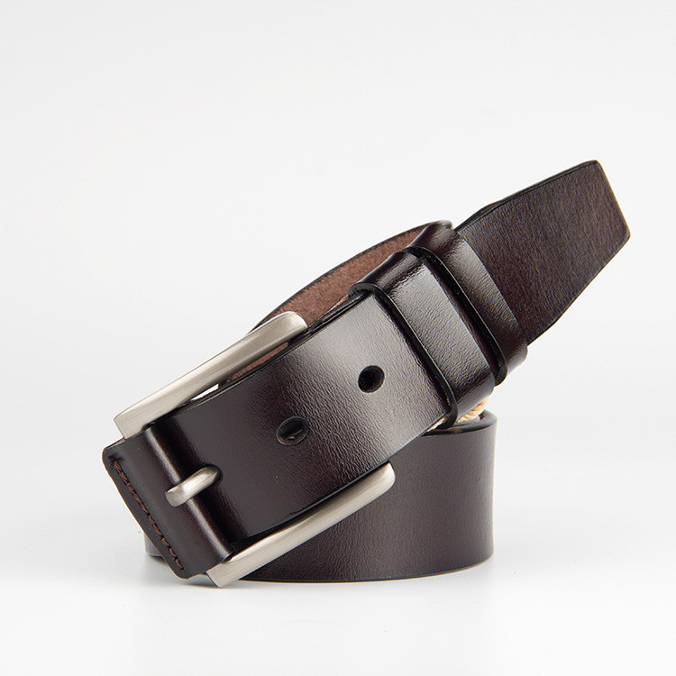 Brown Leather belt With Pon Buckle Vegetable Leather Be... side