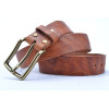 Brown Genuine Leather Belt Made In Full Grain Leather With Brass Buckle