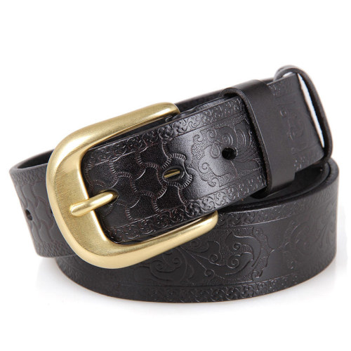 Men's Classic Logo Belt Casual Dress with Single Prong Buckle for Jeans Khakis