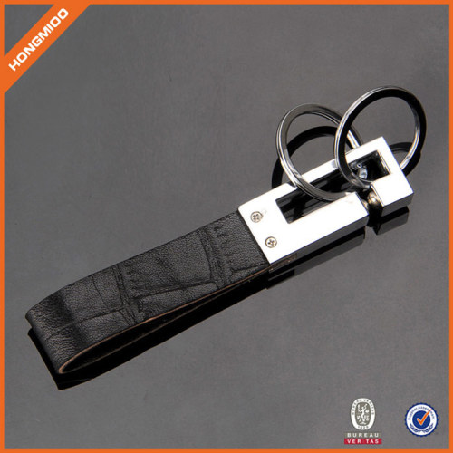 Snap Hook Custom Logo Genuine Leather Key Chain with Gift Box