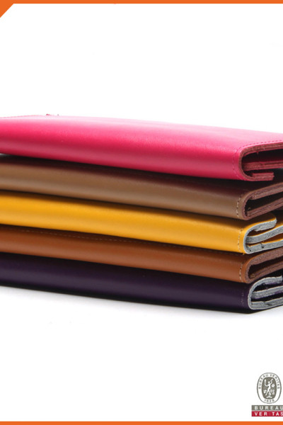 Wholesale Simple Flap Cover Slim Cow Genuine Leather Phone Purse Wallet