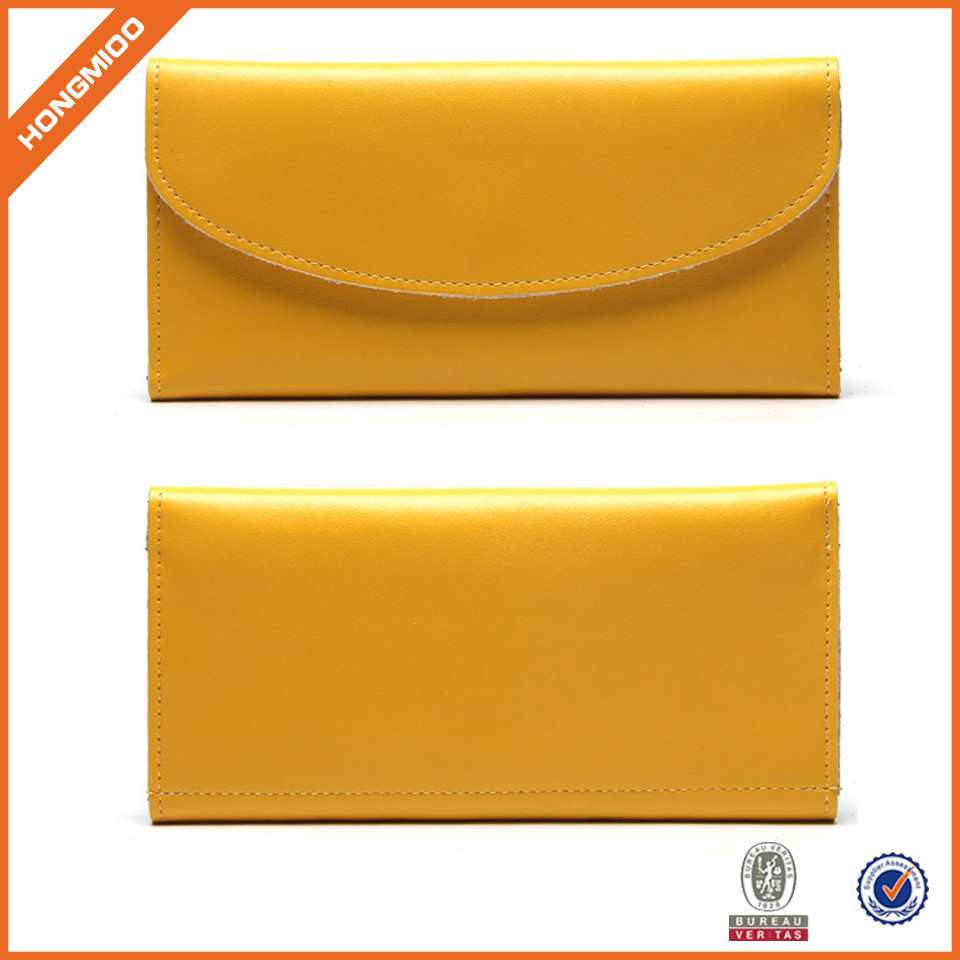 Wholesale Simple Flap Cover Slim Cow Genuine Leather Phone Purse Wallet - Detail