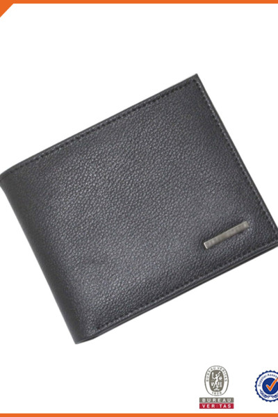 Hot Sell Classic Slim Bifold Men Saffiano Leather Wallet With Gold Sutd