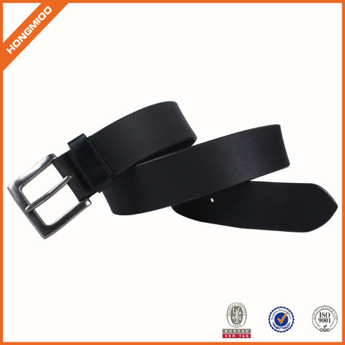 Mens Black Split Leather Belt With Prong Zinc Aolly Buckle For Jeans