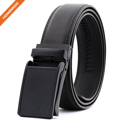 China Reliable Factory Black Genuine Leather Ratchet Belt for Men