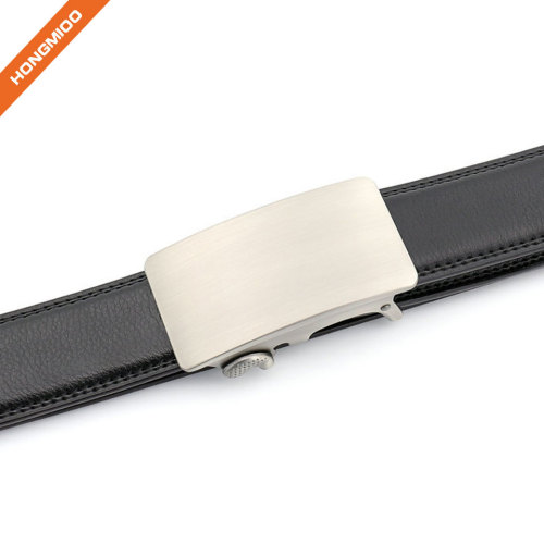 Classic Design Men's Ratchet Belt Silver Coating Genuine Split Leather Strap