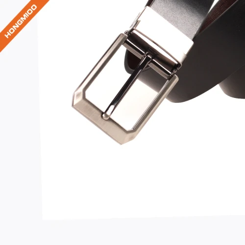 Comfortable Leisure Style 100% Genuine Leather Reversible Pin Buckle Belt