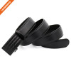 Daily Men Cowhide Leather Ratchet Belt Plain Black Alloy Buckle