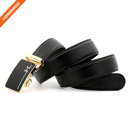 Customized Men Real Cow Leather Belt With Durable Gold-plated Automatic Buckle