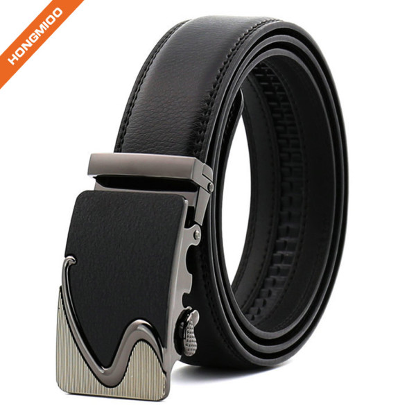 Customized Size Strap Men's Leather Ratchet Belt With Automatic Buckle