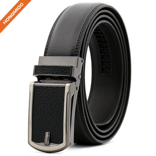 Men Genuine Leather Ratchet Click Belt Custom Fit with Automatic Sliding Buckle