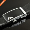Black Slide Buckle Ratchet Leather Dress Belt For Men Adjustable Click Belt