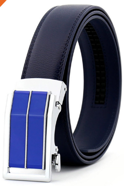 Slide Slim Buckle Men's Ratchet Leather Dress Belt Adjustable Click Belt
