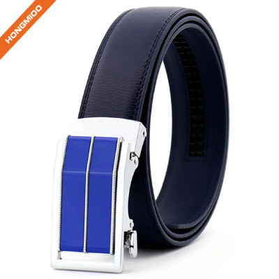 Slide Slim Buckle Men's Ratchet Leather Dress Belt Adjustable Click Belt