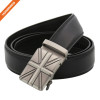 Hongmioo Men's Fashion Flag Pattern Slide Buckle Genuine Leather Ratchet Automatic Belt