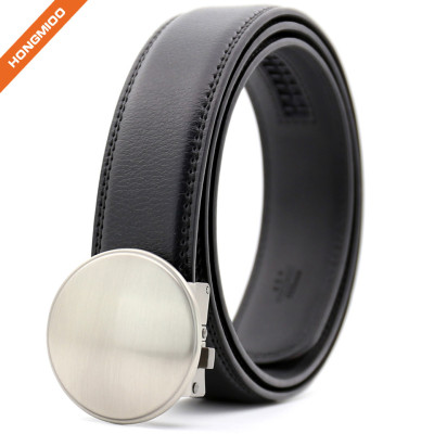 Rounded Design Slide Buckle Ratchet Leather Dress Belt For Men Adjustable Click Belt