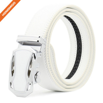 Hongmioo TB1480 White Fashion Dress Split Genuine Leather Mens Ratchet Belt