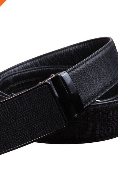 HA-023 Hongmioo Black Men's Split Leather Ratchet Belt without Holes Survival Belt
