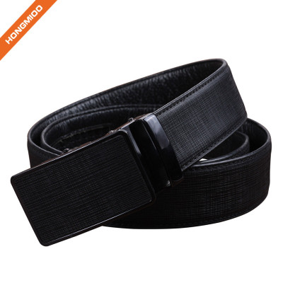 HA-023 Hongmioo Black Men's Split Leather Ratchet Belt without Holes Survival Belt