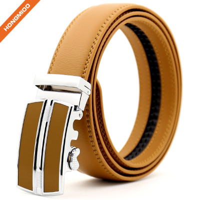 Hongmioo TB 1250 Genuine Leather Ratchet Dress Belt with Automatic Buckle