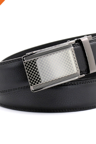 Hongmioo TB 1475 Slide Buckle Genuine Leather Ratchet Men's Business Dress Belt