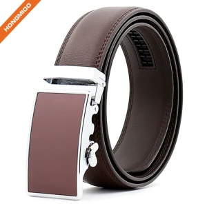 Hongmioo TB 1494 Formal Brown Cow Split Leather Ratchet Men Business Leather Belt