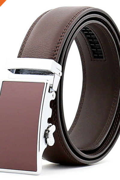 Hongmioo TB 1494 Formal Brown Cow Split Leather Ratchet Men Business Leather Belt