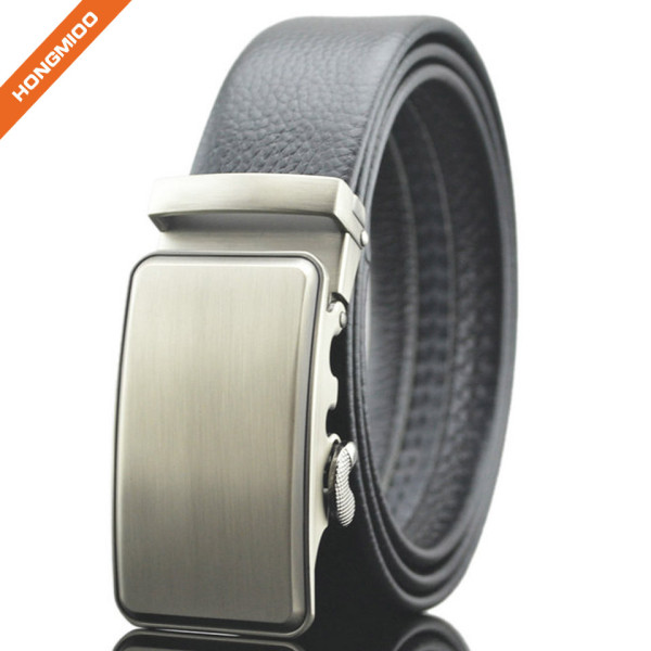 Hongmioo TB1493 Brush Antique Silver Side Release Buckle Men's Dress Black Ratchet Belt