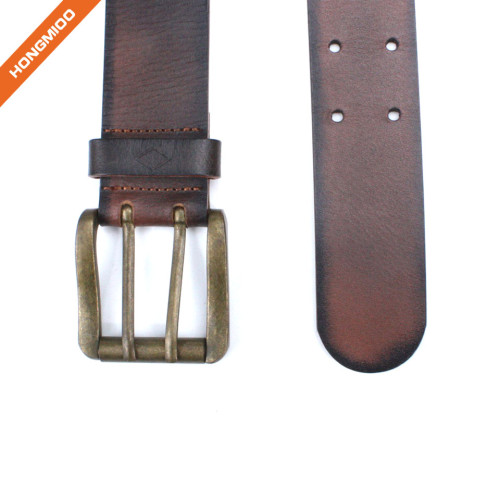 Hongmioo HT-007 Double Pin Buckle Full Grain Leather Belt for Daily Wear