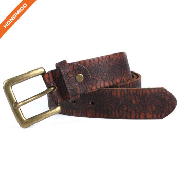 Hongmioo HT-013 Brass Buckle Dark Brown Full Grain Leather Leisure Belt