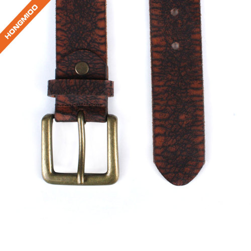 Hongmioo HT-013 Brass Buckle Dark Brown Full Grain Leather Leisure Belt