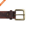 Hongmioo HT-013 Brass Buckle Dark Brown Full Grain Leather Leisure Belt