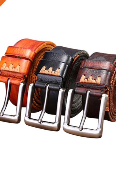 Hongmioo Premium Full Grain Leather Men's Leisure Belt