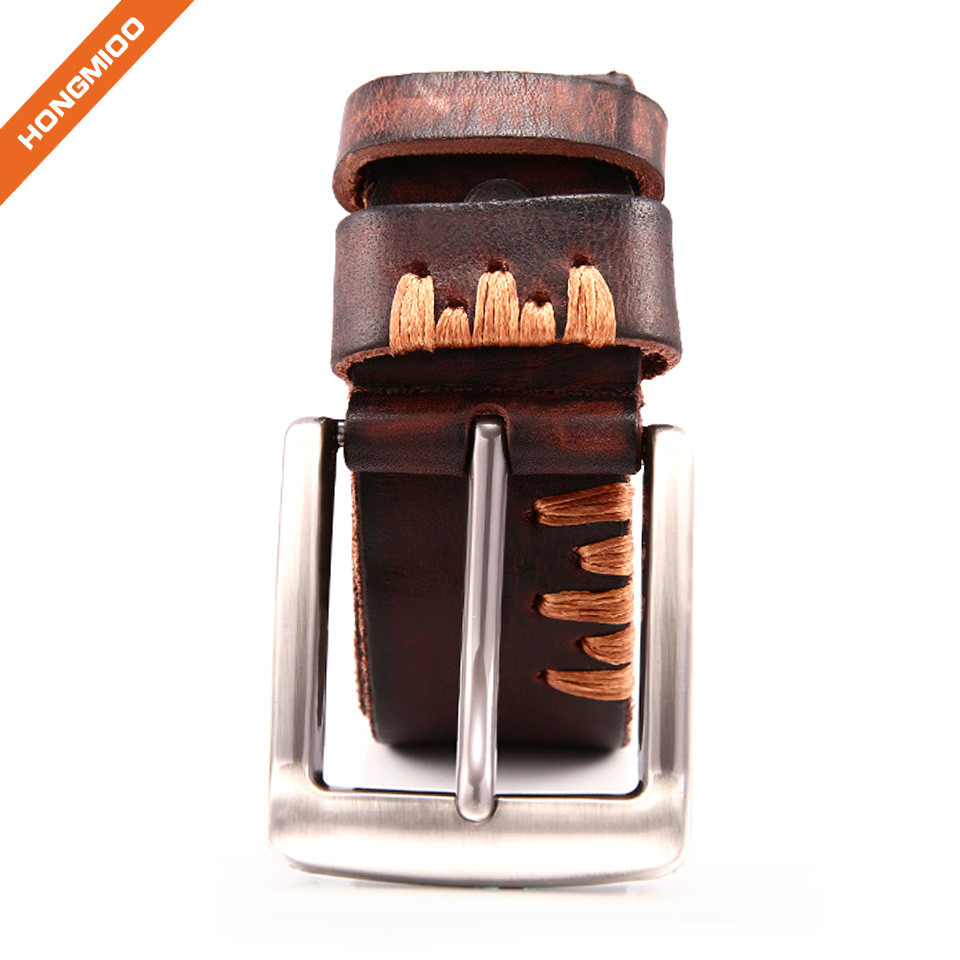 Hongmioo Premium Full Grain Leather Men's Leisure Belt detail