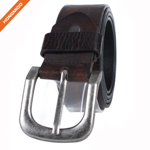 Business Style Zinc Alloy Buckle Belt Cowhide Leather Mens Belt