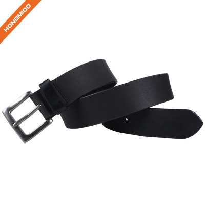 Concise Design Plain Black Genuine Leather Belt Wide Size Men Waist Belt