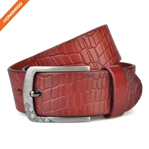 Hongmioo TB1730 Wholesale Zinc Alloy Buckle Corocodile Styles Full Grain Men Luxury Leather Belt for Male