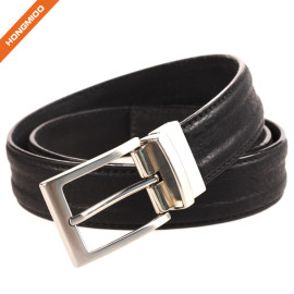 Mens Dress Belt Genuine Leather With Gold Rotated Pin Buckle
