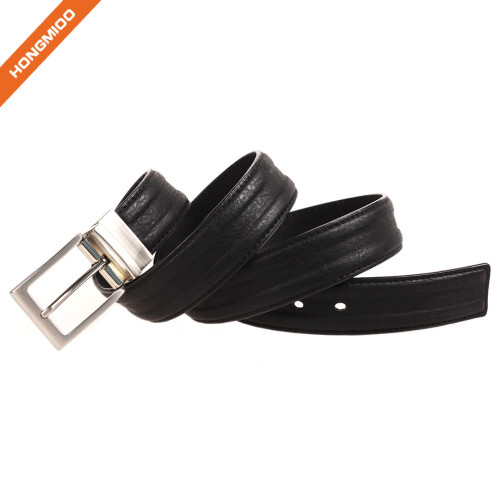 Mens Dress Belt Genuine Leather With Gold Rotated Pin Buckle