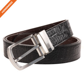 Genuine Leather Belt With Single Prong Rotated Buckle Adjustable Mens Waistband
