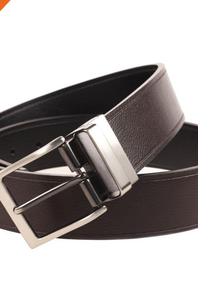 Hongmioo Men's Portfolio Reversible Patterned Belt Genuine Leather Waist Strap