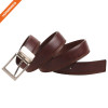 Innovative Design 3 Row Stitch Cowhide Leather Belt With Rotated Needle Buckle