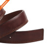 Innovative Design 3 Row Stitch Cowhide Leather Belt With Rotated Needle Buckle